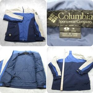 Columbia Jacket Mens‎ Small Blue Colorblock Convert Full Zip Waterproof Vintage